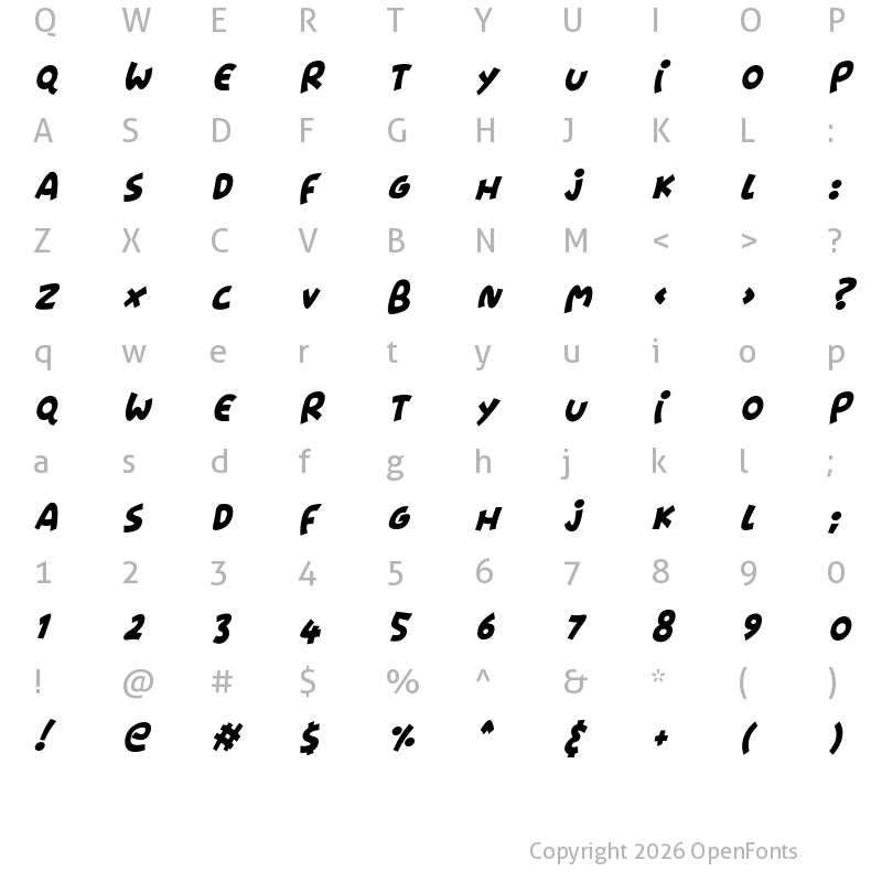 Character Map of Pumpkin Soup Italic