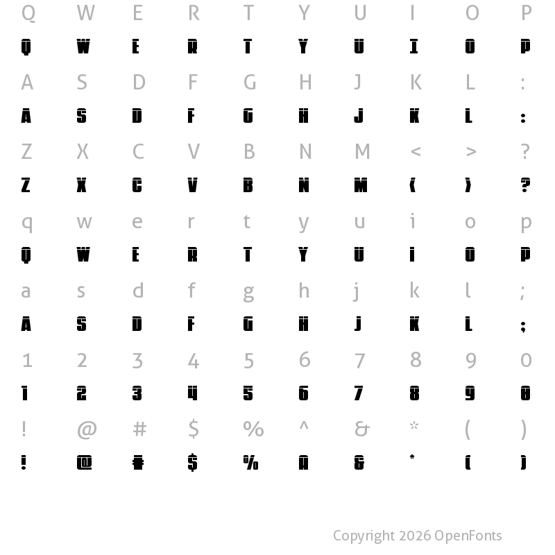 Character Map of Punch Laser Regular