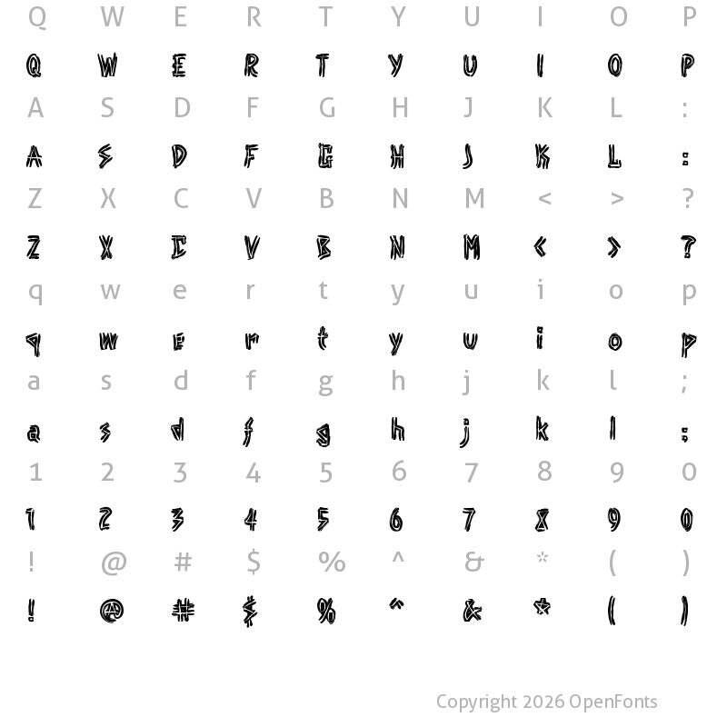 Character Map of Punk Regular