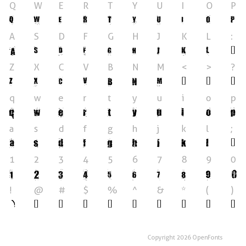 Character Map of pUNKASSBITCH Regular