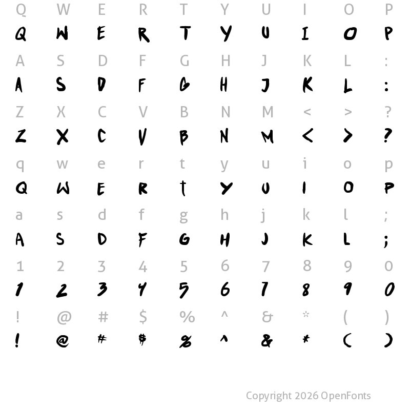 Character Map of Punkboy Bold