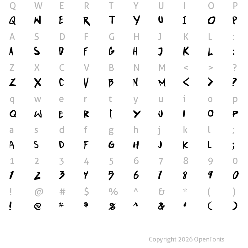 Character Map of Punkboy Regular
