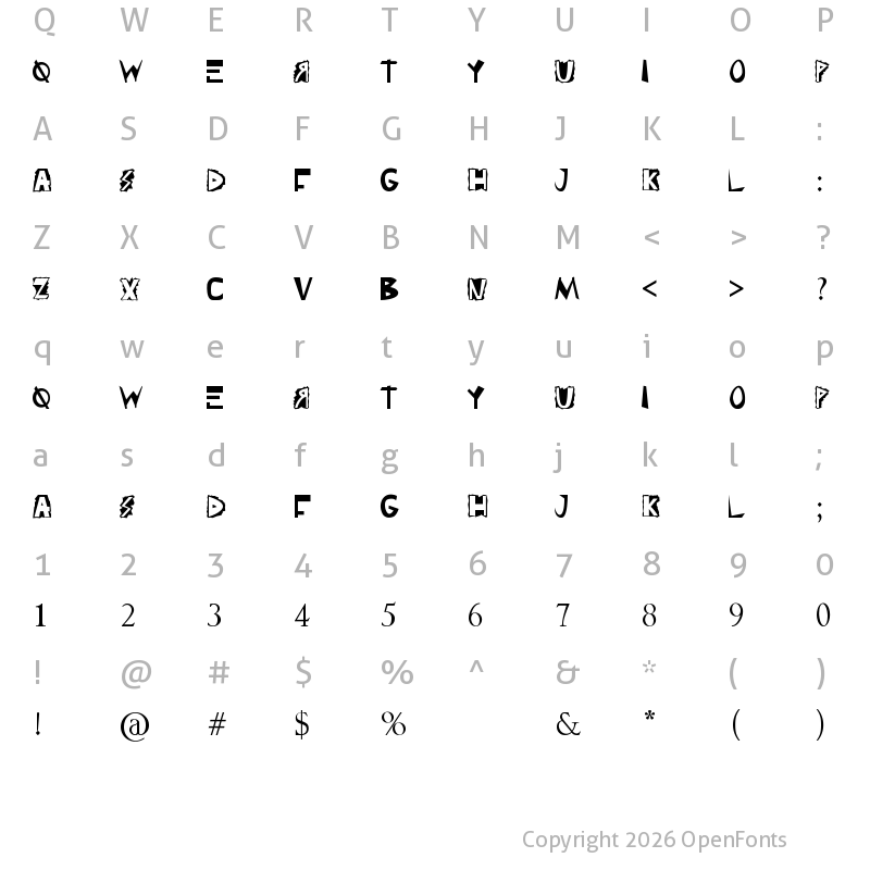 Character Map of Punks Regular