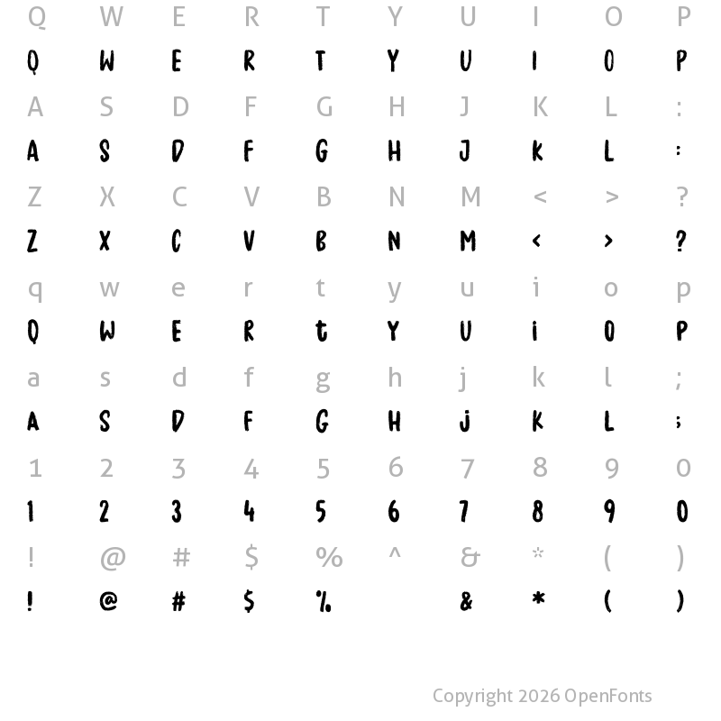 Character Map of Pure Ginger Demo Regular