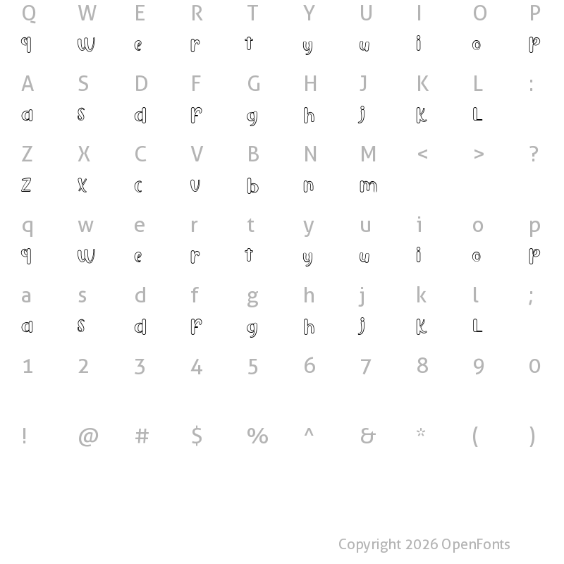 Character Map of Puresity Burbon Shadow FREE Regular