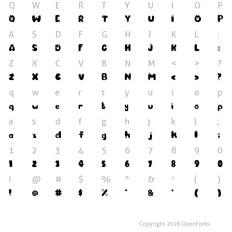 Character Map of Purrfect Regular