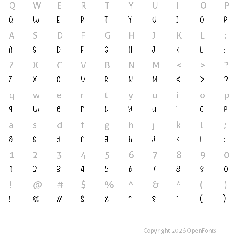 Character Map of Puspa Anisya Regular