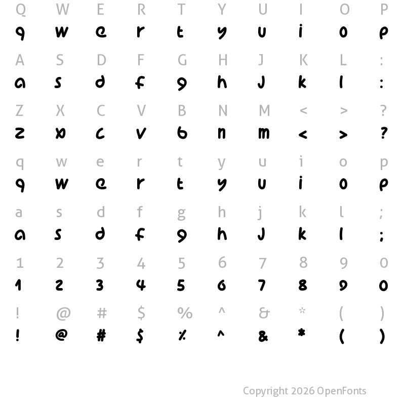 Character Map of PWCoolFont Medium