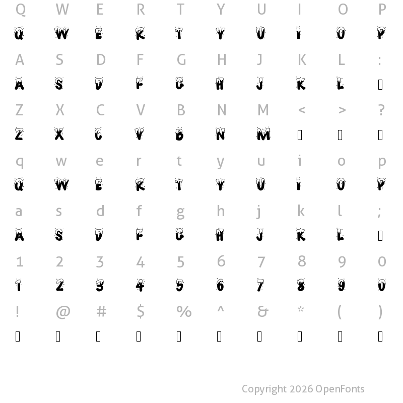 Character Map of PWJoyeuxNoel Medium