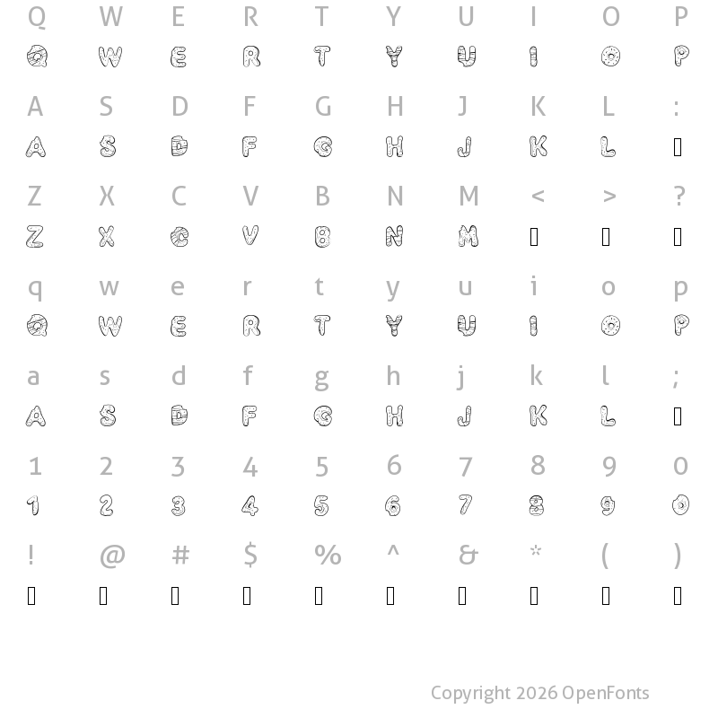 Character Map of PWYummyDonuts Medium