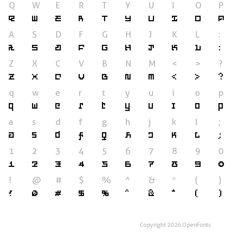 Character Map of PXFXDisco Medium