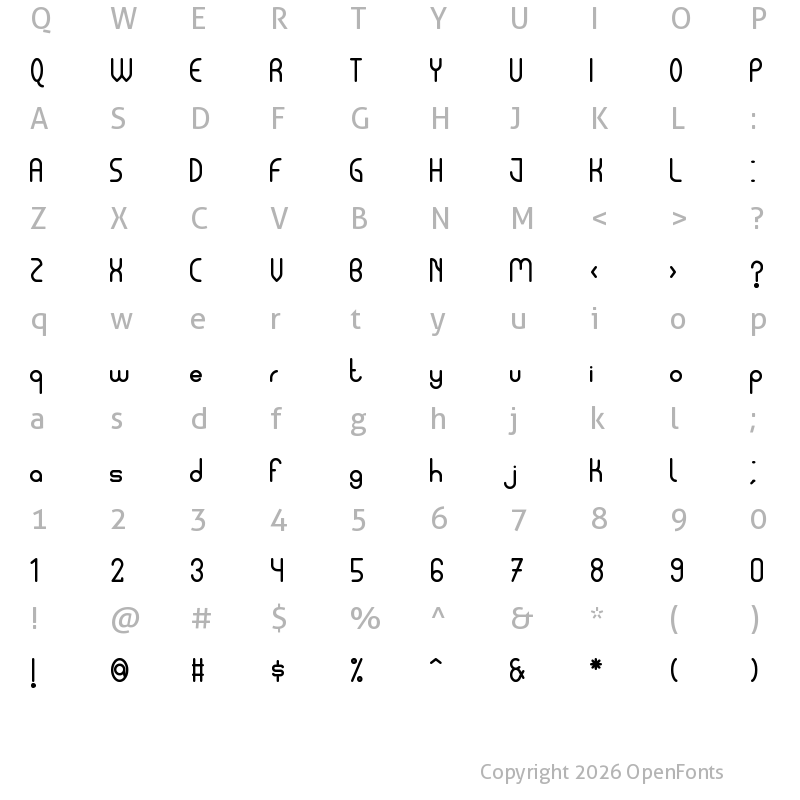 Character Map of Pycuaf Regular