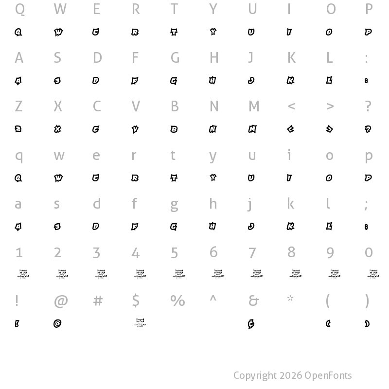Character Map of Qaddal Personal Use Regular