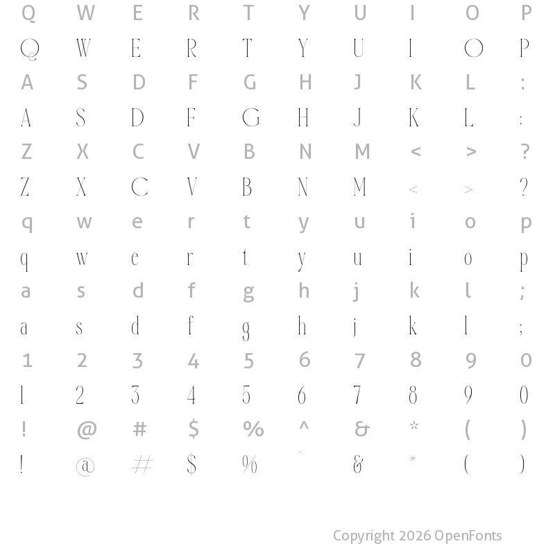 Character Map of Qalderon Regular