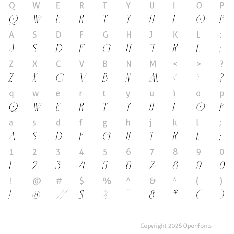 Character Map of Qalisso Italic