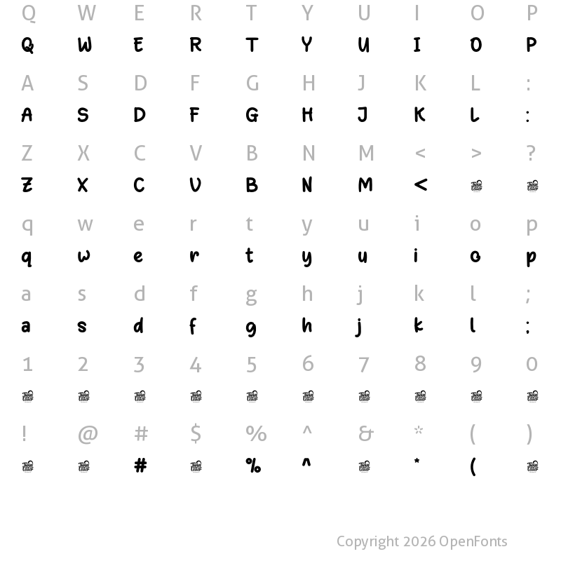 Character Map of Qandas Personal use Regular