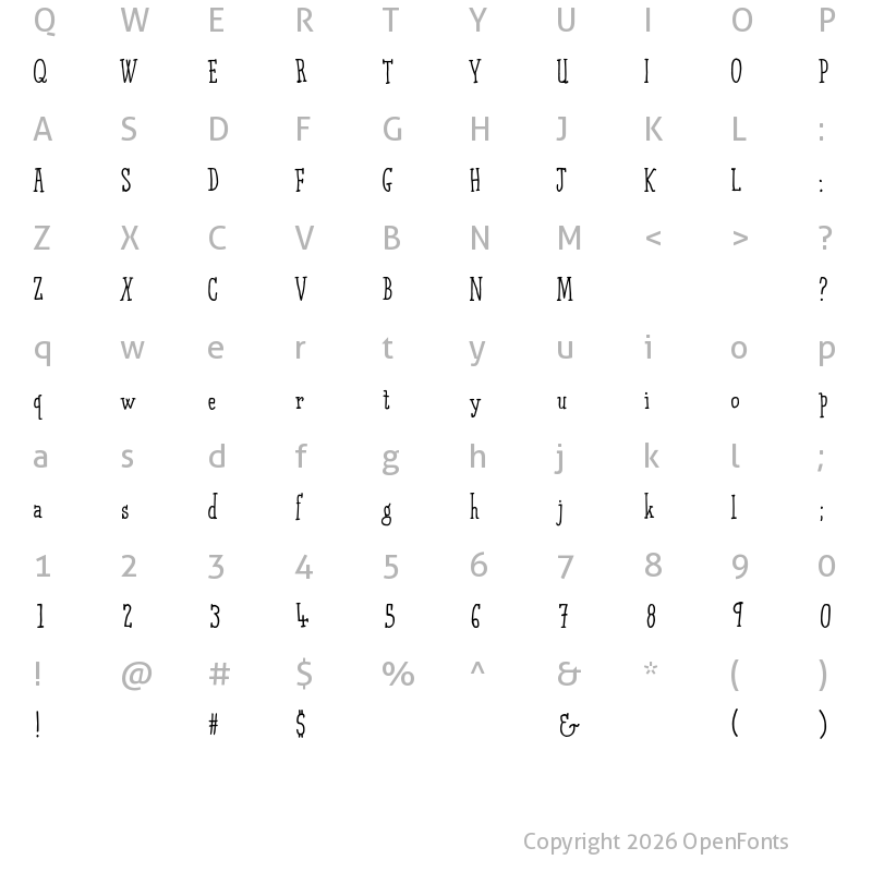 Character Map of Qarrotface Regular