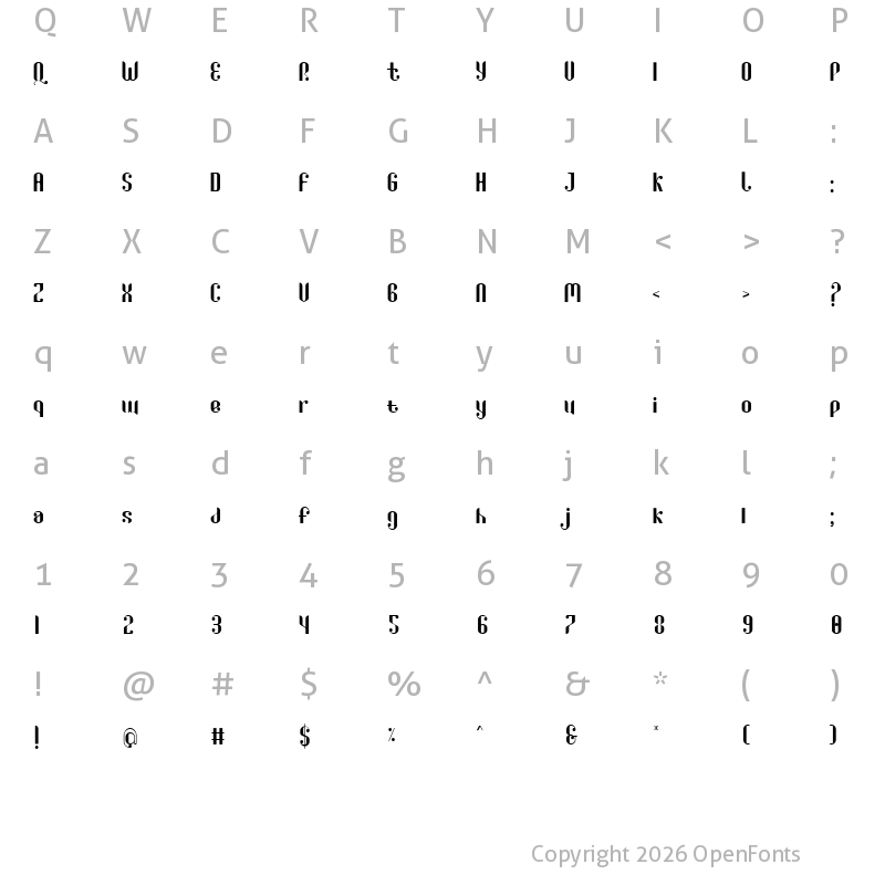 Character Map of Qartiant Regular