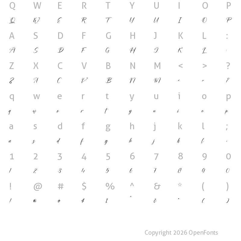 Character Map of Qategina Amistark Regular