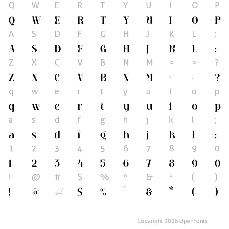 Character Map of QEBIL Regular