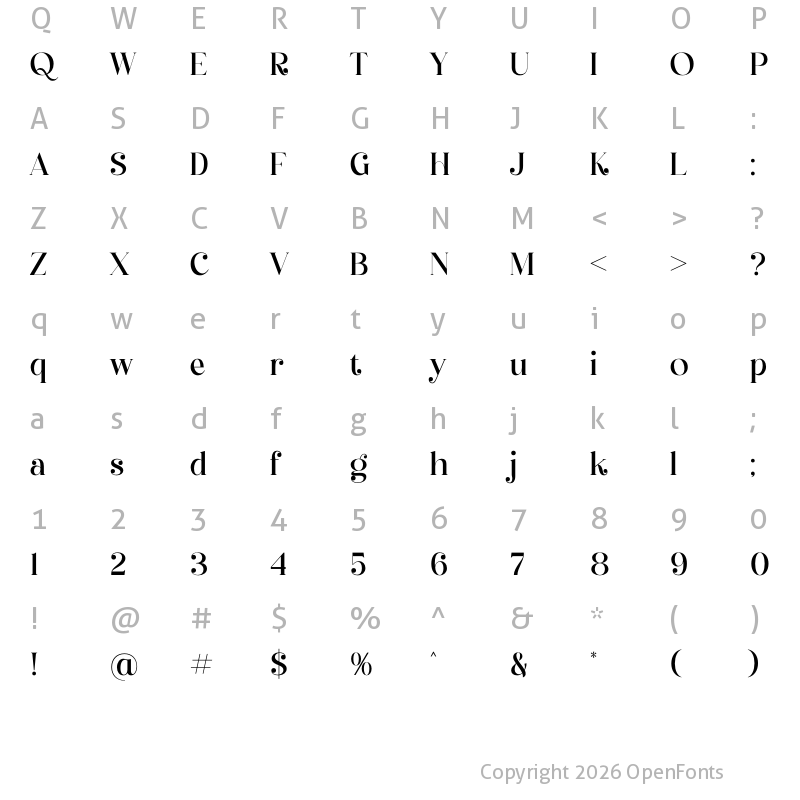 Character Map of Qelrage Regular