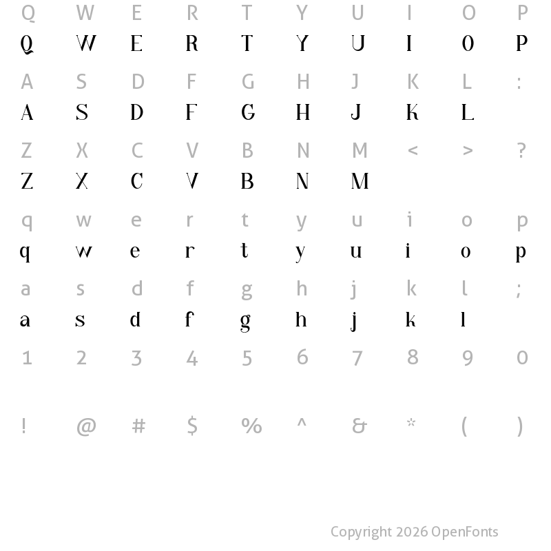 Character Map of Qiba Serif FREE Regular