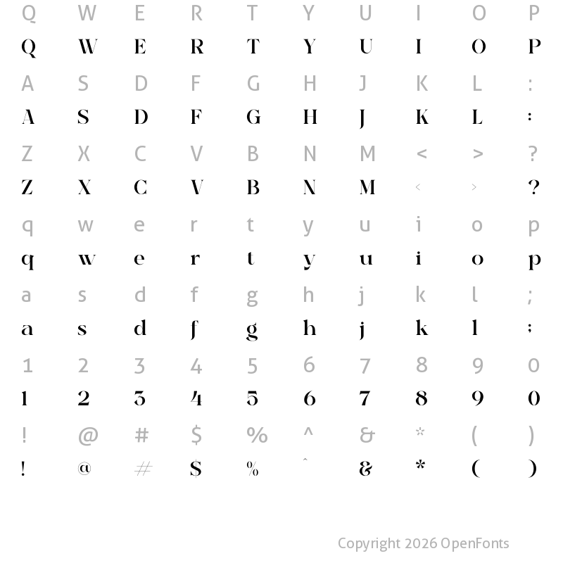 Character Map of Qilgabe Regular
