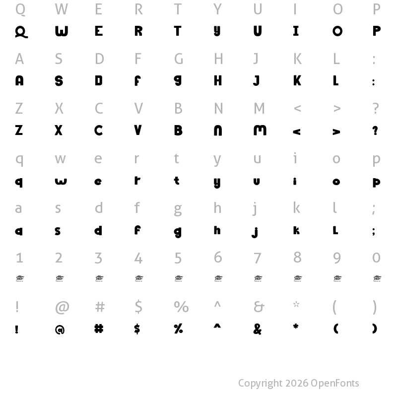 Character Map of Qinzy - Personal Use Regular