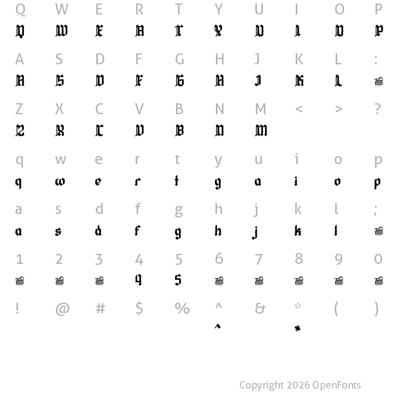 Character Map of QIUBA Regular