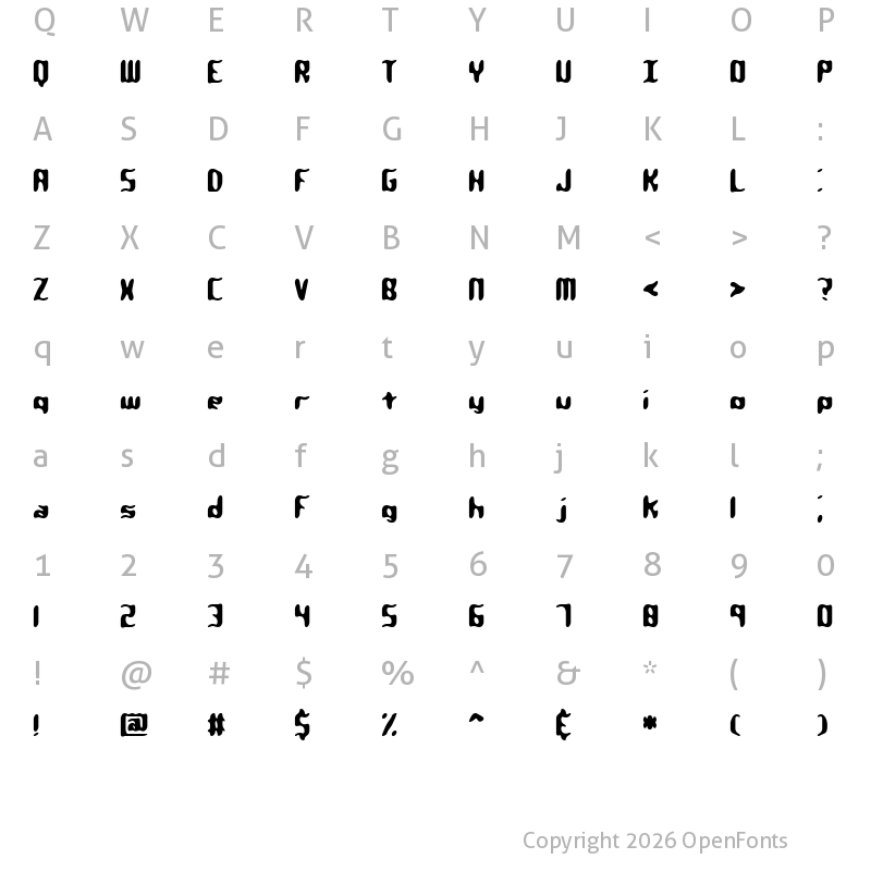 Character Map of Qlumpy BRK Regular