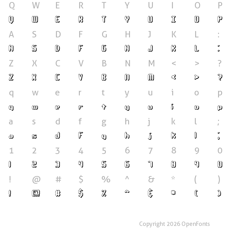 Character Map of Qlumpy Shadow BRK Regular