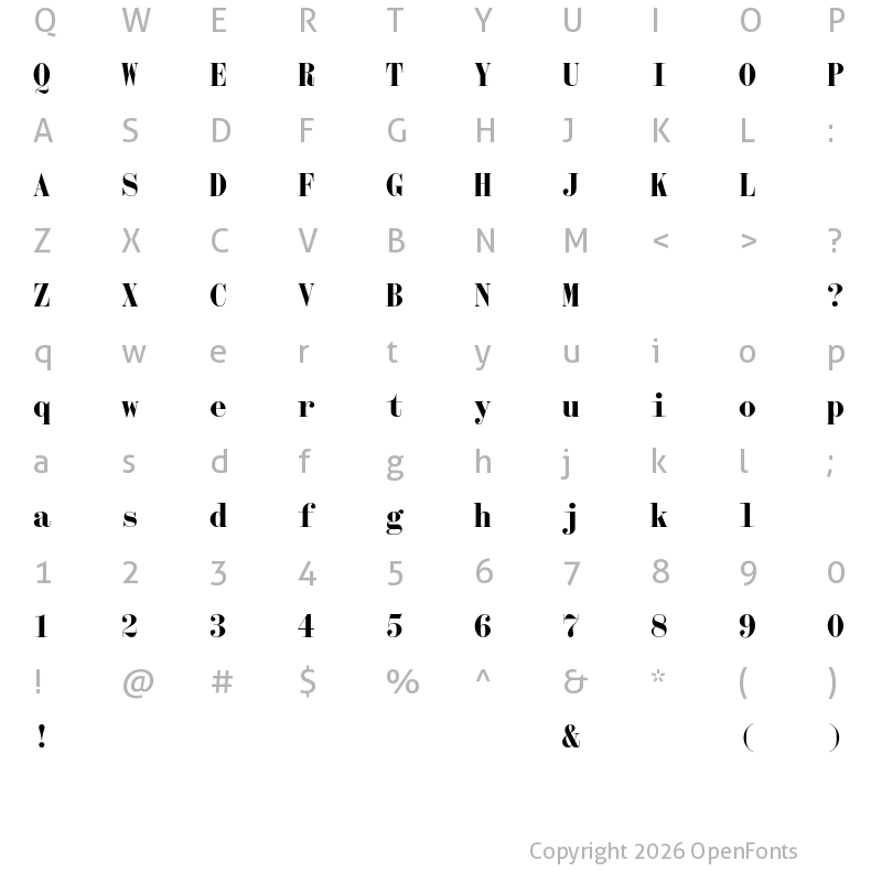 Character Map of Qommodore Bold