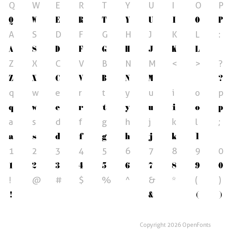 Character Map of Qommodore ExtraBold