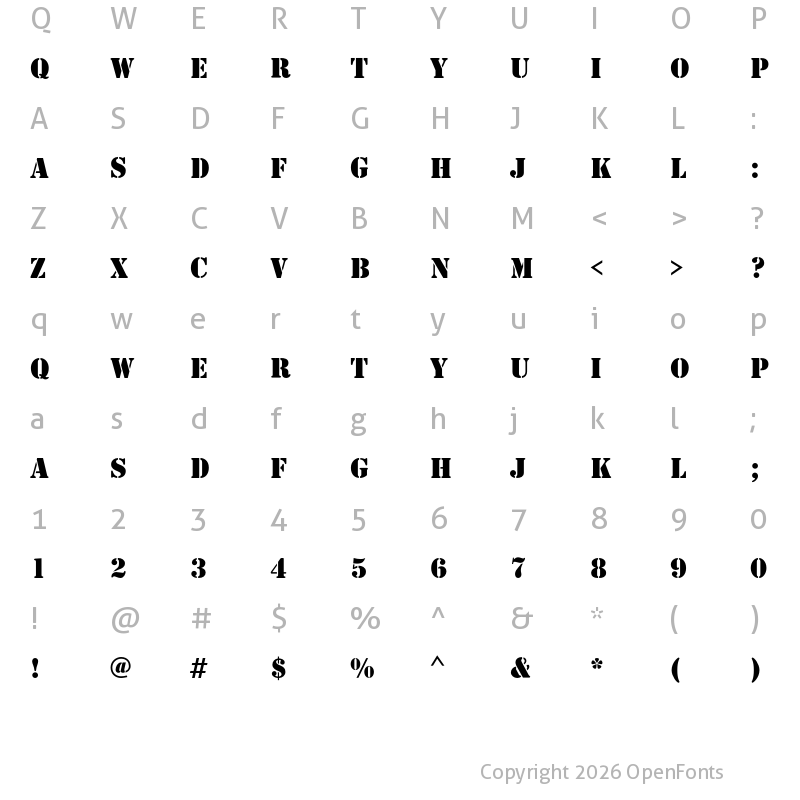 Character Map of QTMilitary Medium