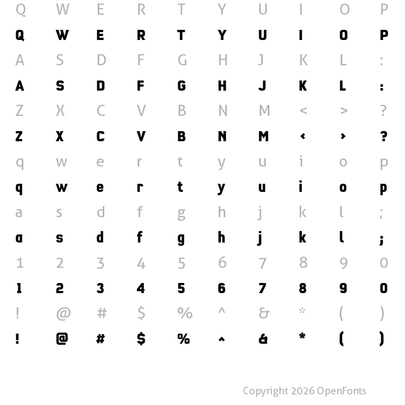 Character Map of QType Comp Bold