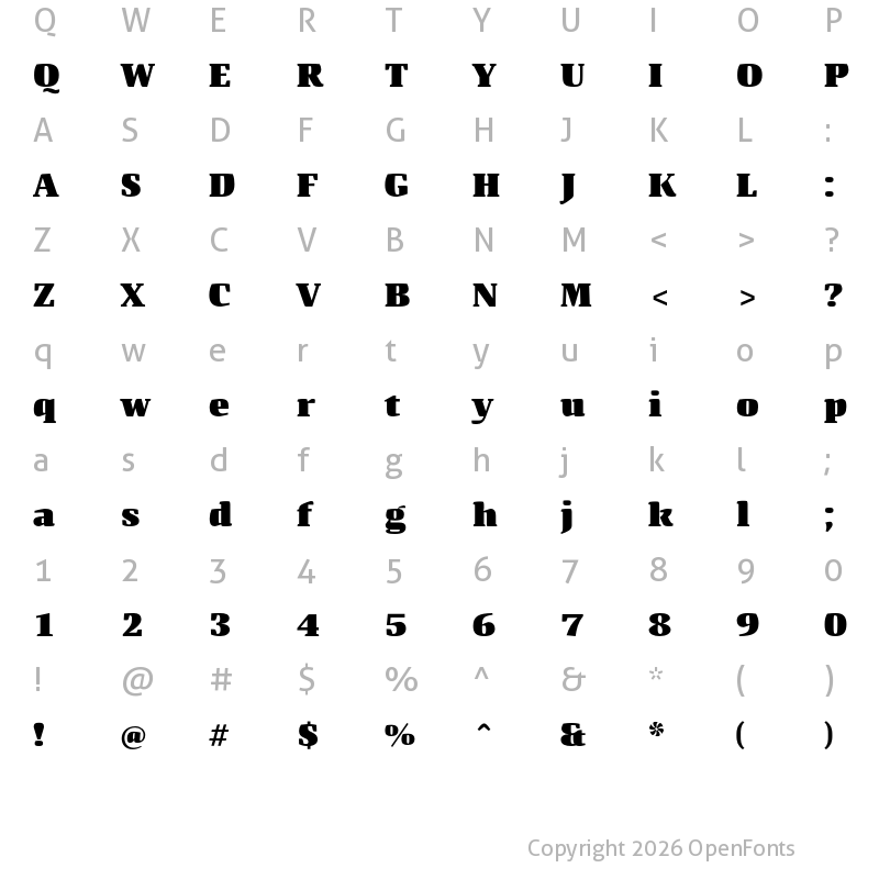 Character Map of Quador Display UltraBold