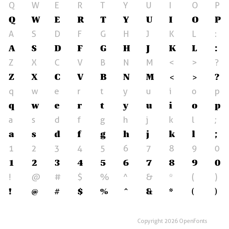 Character Map of Quador ExtraBold