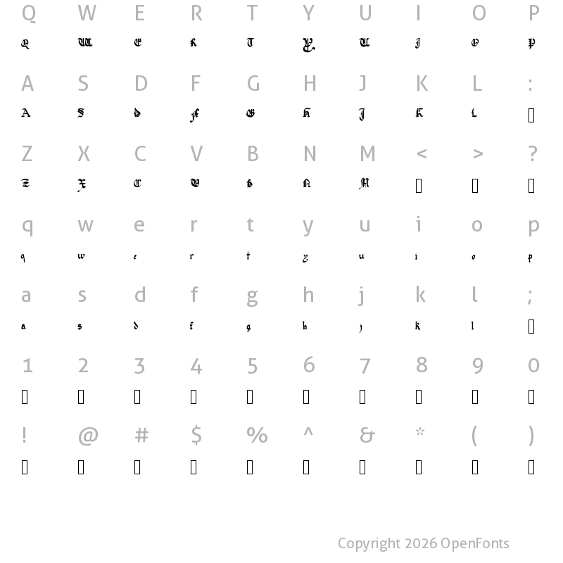 Character Map of quadrata preciosa Medium