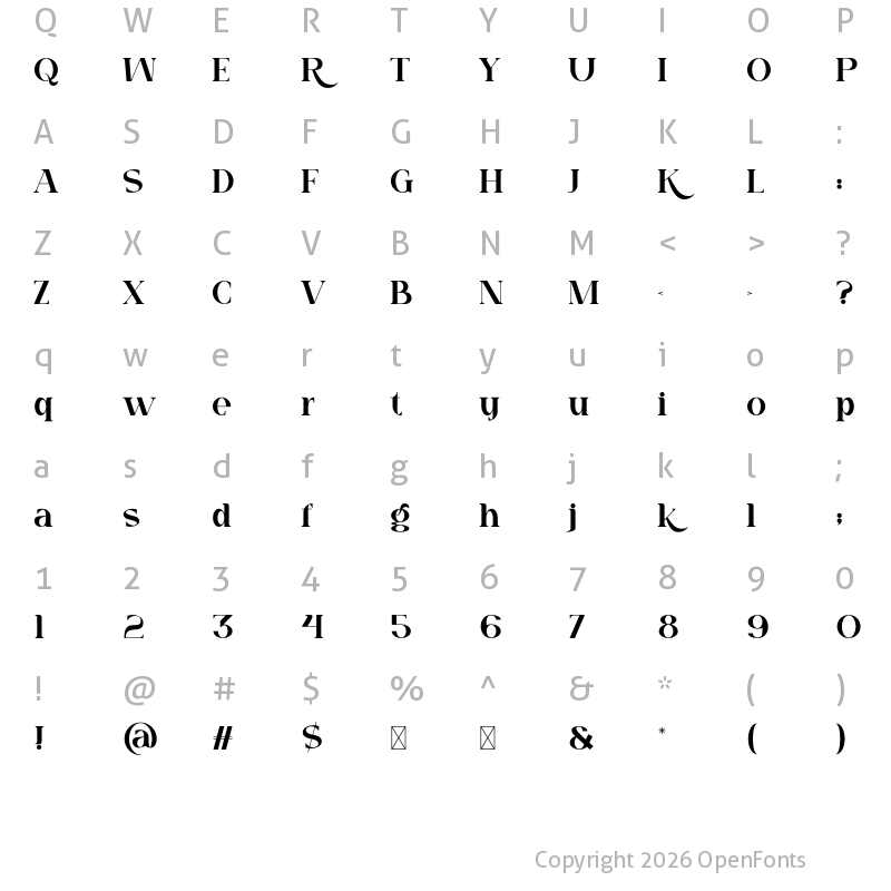Character Map of Quagi Regular