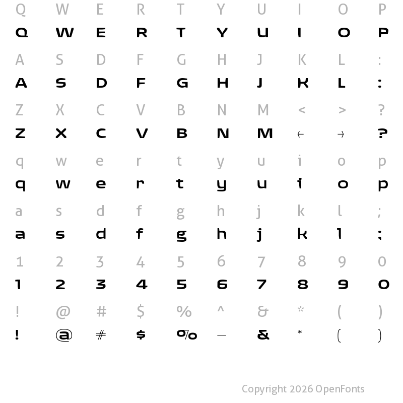 Character Map of QuagmireExtended Medium