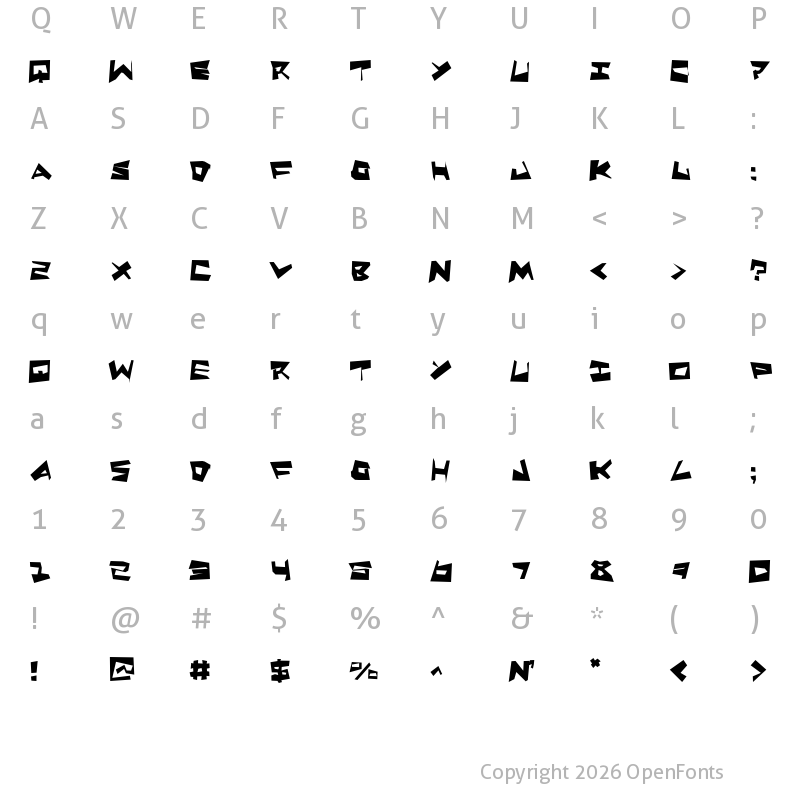 Character Map of Quake & Shake SuperMax SuperMax