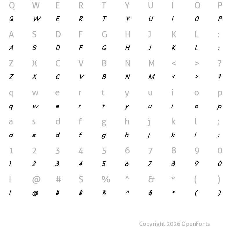 Character Map of Qualio bold italic Regular