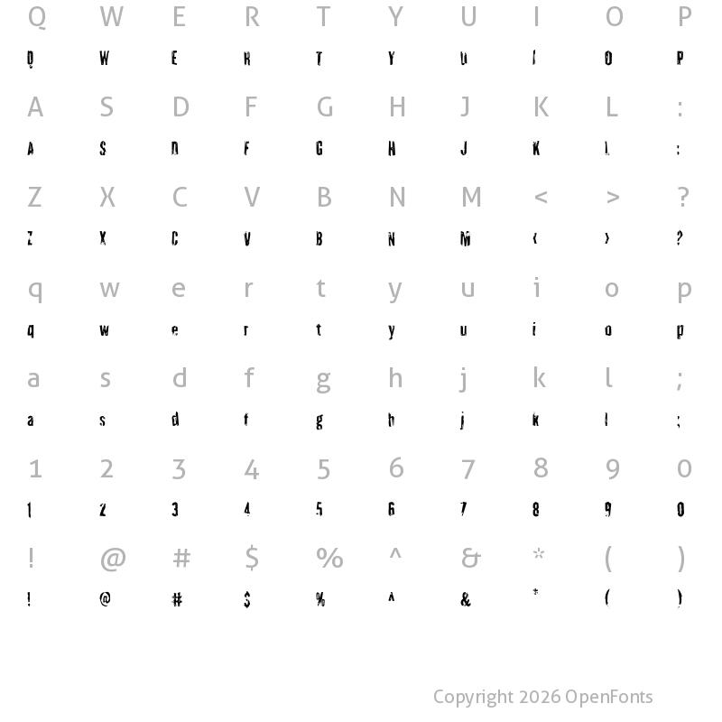 Character Map of Quarrystone Condensed Condensed