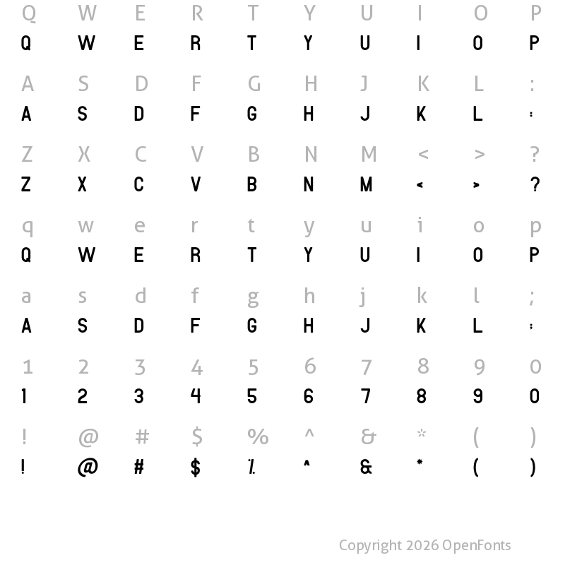 Character Map of QUASTICO Regular