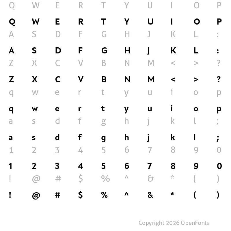 Character Map of Quat ExtraBold