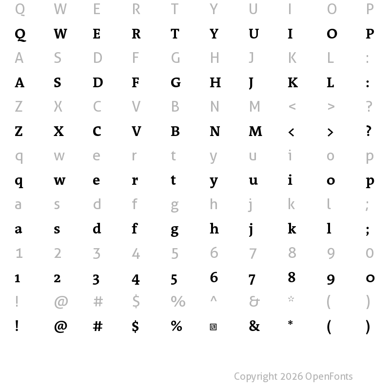 Character Map of QuaText Trial Bold