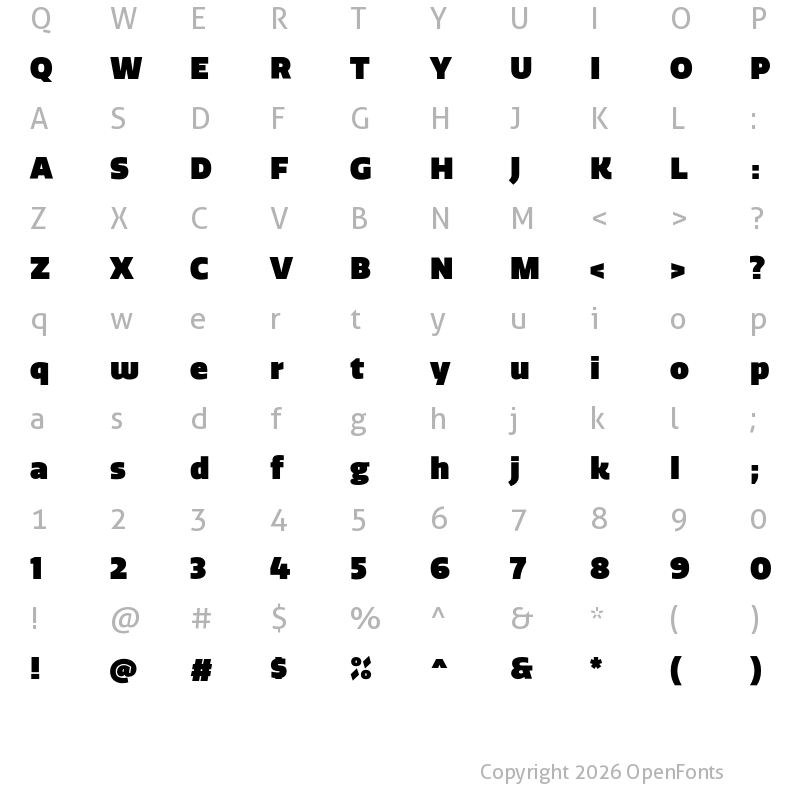 Character Map of Quatro UltraBlack