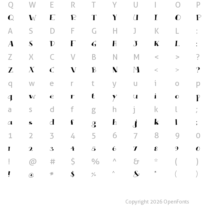 Character Map of Que Rompa Regular