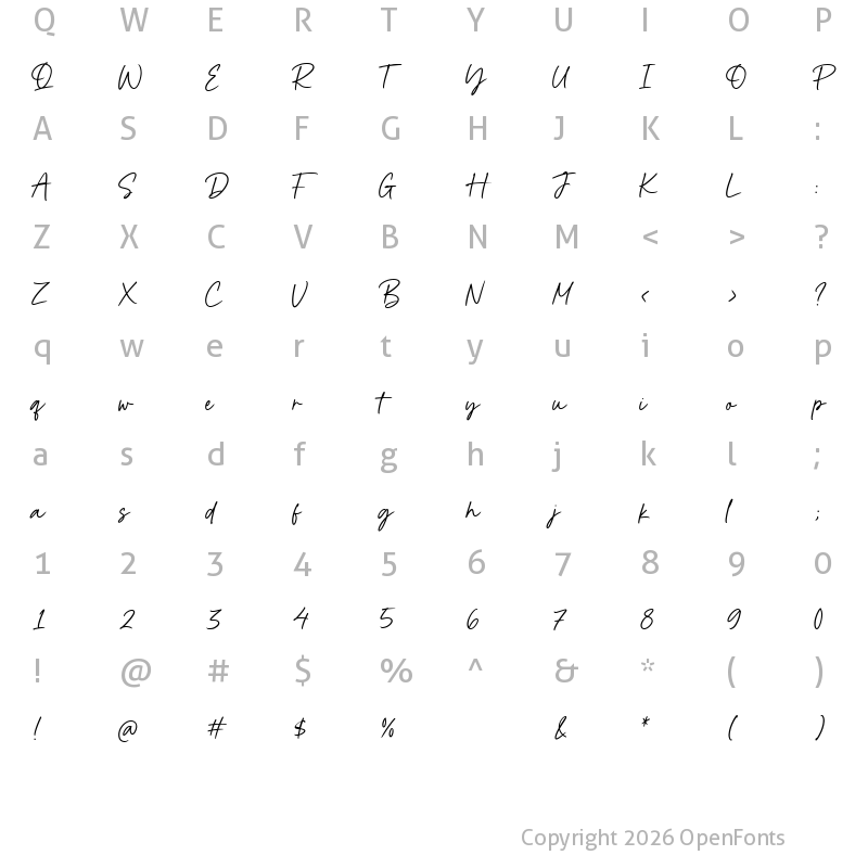 Character Map of Queen Smoothie Regular