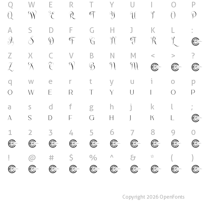 Character Map of QueenChallengeDemo Regular